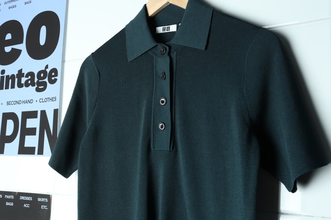W(2XL) 유니클로 반팔 카라 티셔츠 시원소재 진녹색-H30742 상품이미지5