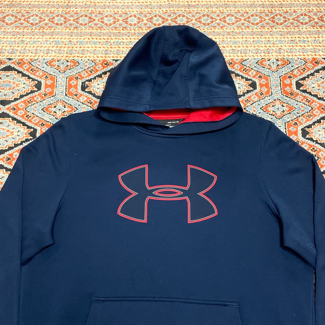 언더아머 시그니처로고 네이비 플리스 후드티셔츠 남성M 상품이미지2