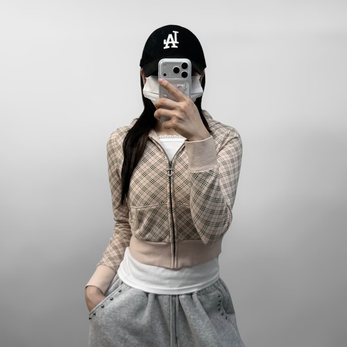 버버리 아카이브 블루라벨 노바체크 크롭 후드집업 상품이미지1