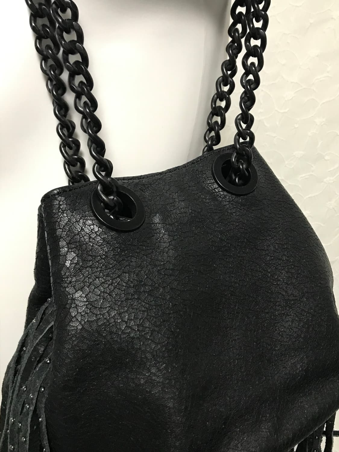 빈티지 스터드 체인 크랙 레더 투웨이 숄더백 가방 상품이미지6