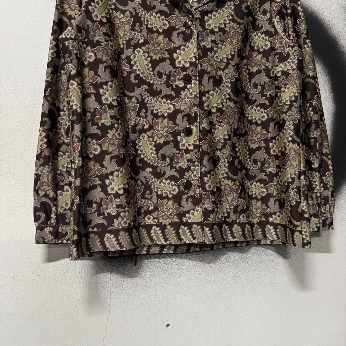 VTG 빈티지 페이즐리 자카드 풀 패턴 폴리 셔츠 자켓 상품이미지4