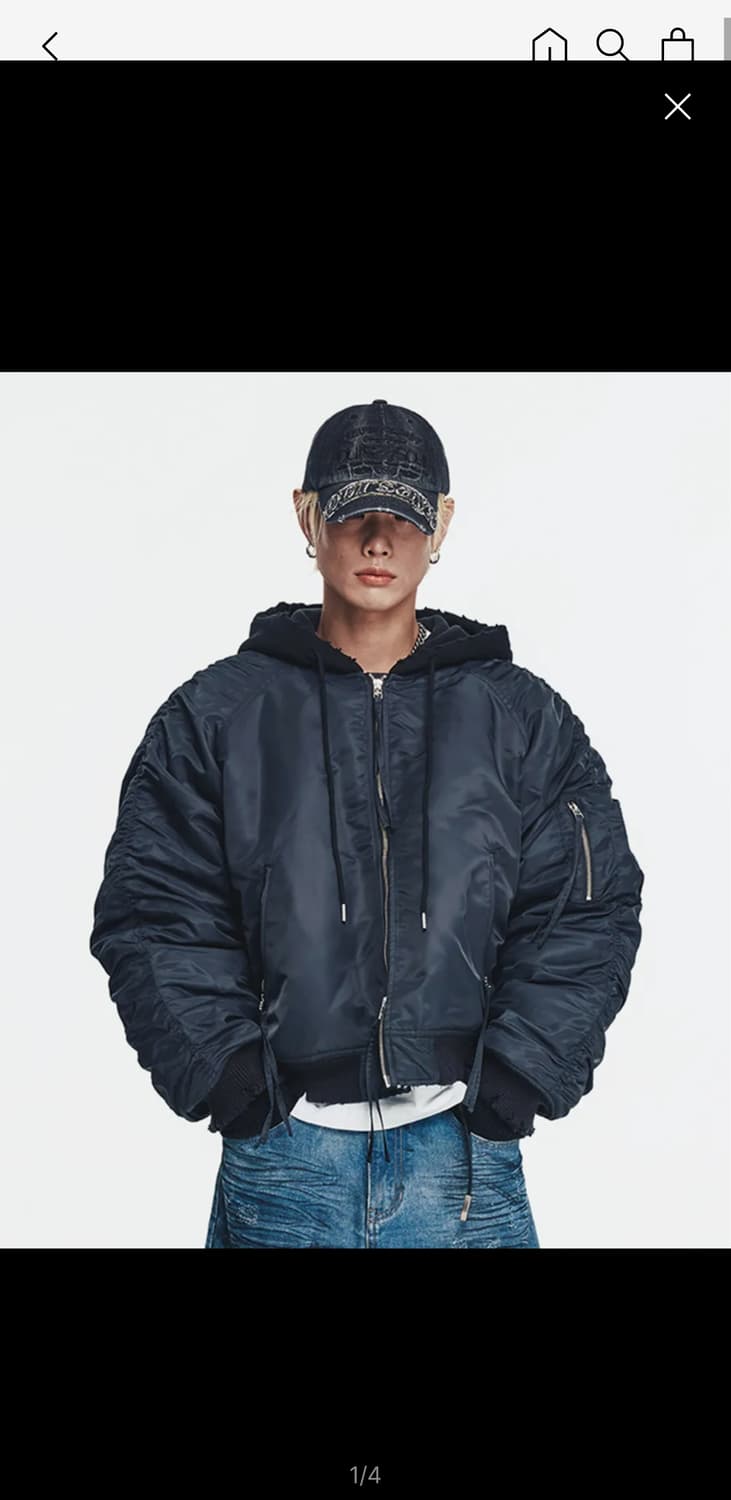 Free / 블랙 ) 이지노이지 디스트로이드 셔링 후드 ma-1 자켓 상품이미지1