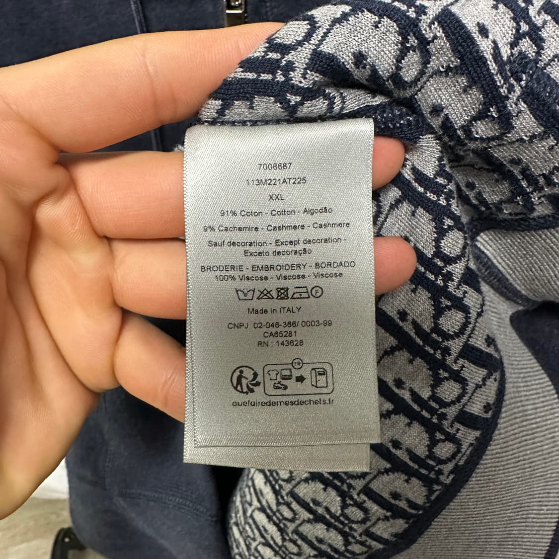 [2XL/새상품] 24FW 디올 오블리크 캐시미어 후드집업 상품이미지8