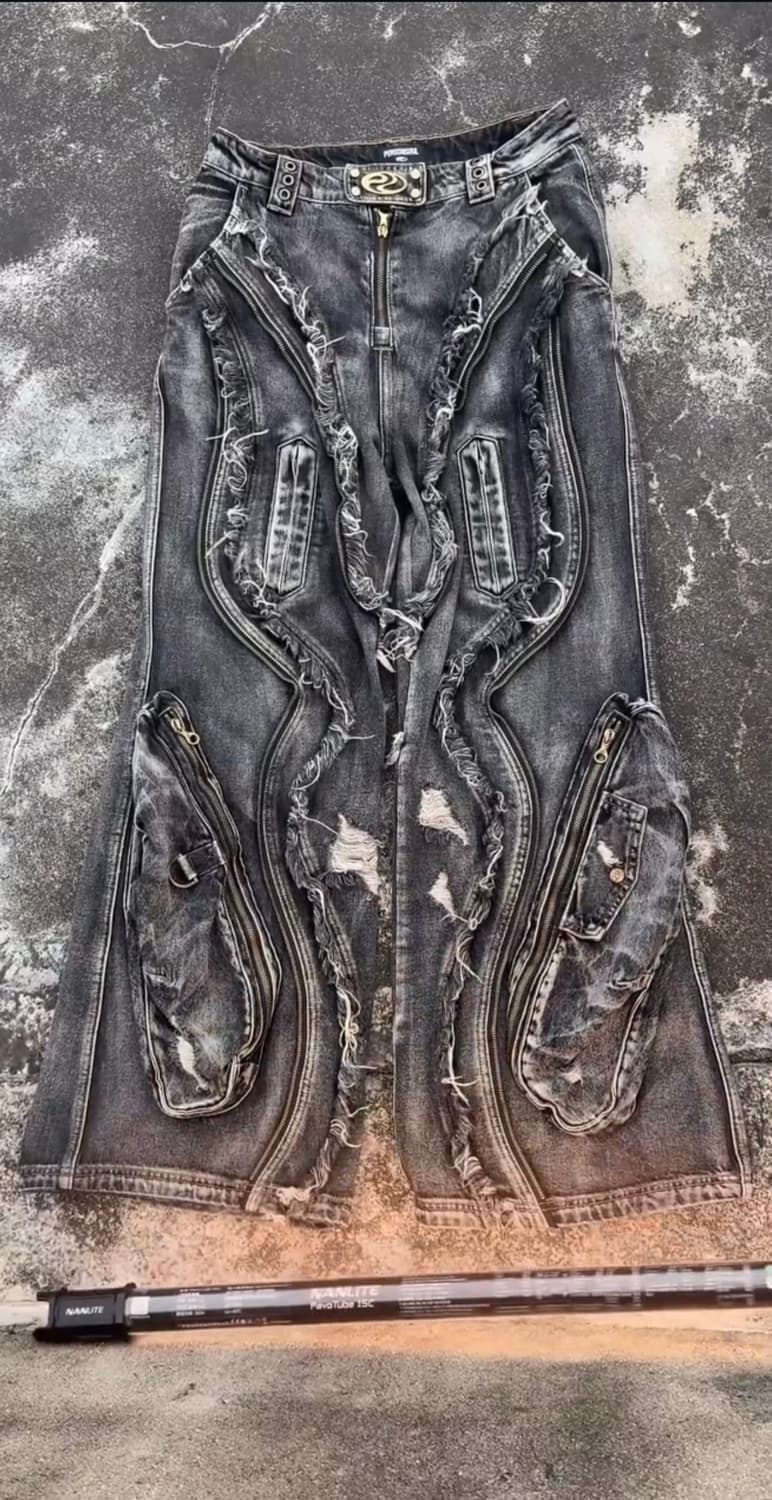 PERSONSOUL ALIENS DIRTY RIPPED 데님 배기진 상품이미지5