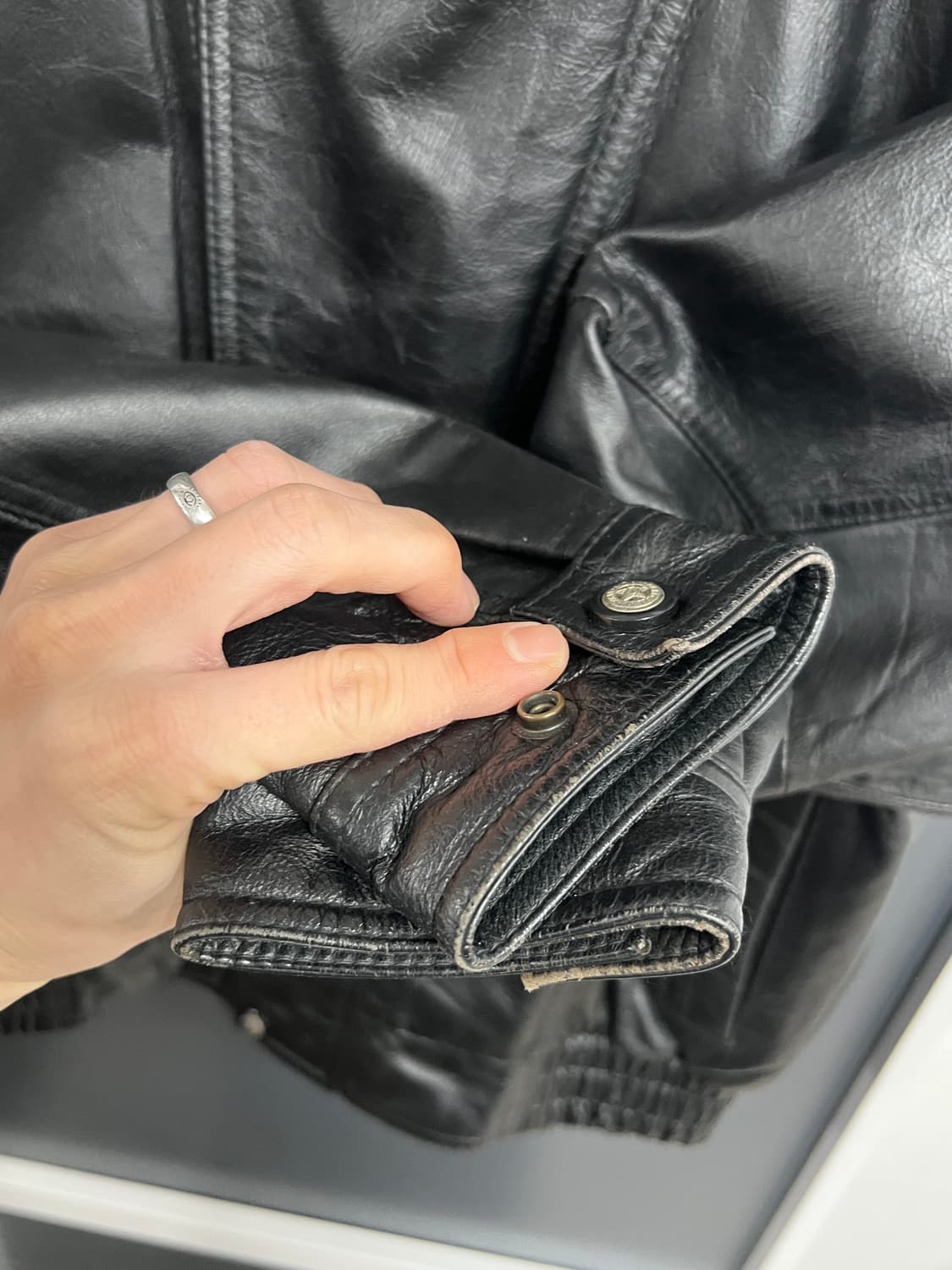 90s Vintage 빈티지 하이넥 봄버 소가죽 자켓 상품이미지7