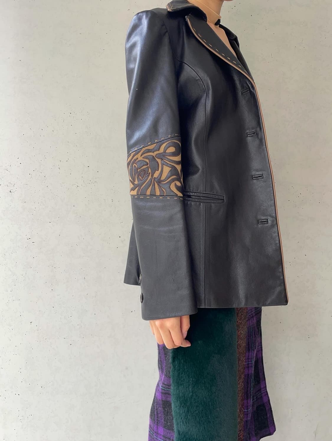 Black escada single eather jacket  상품이미지2