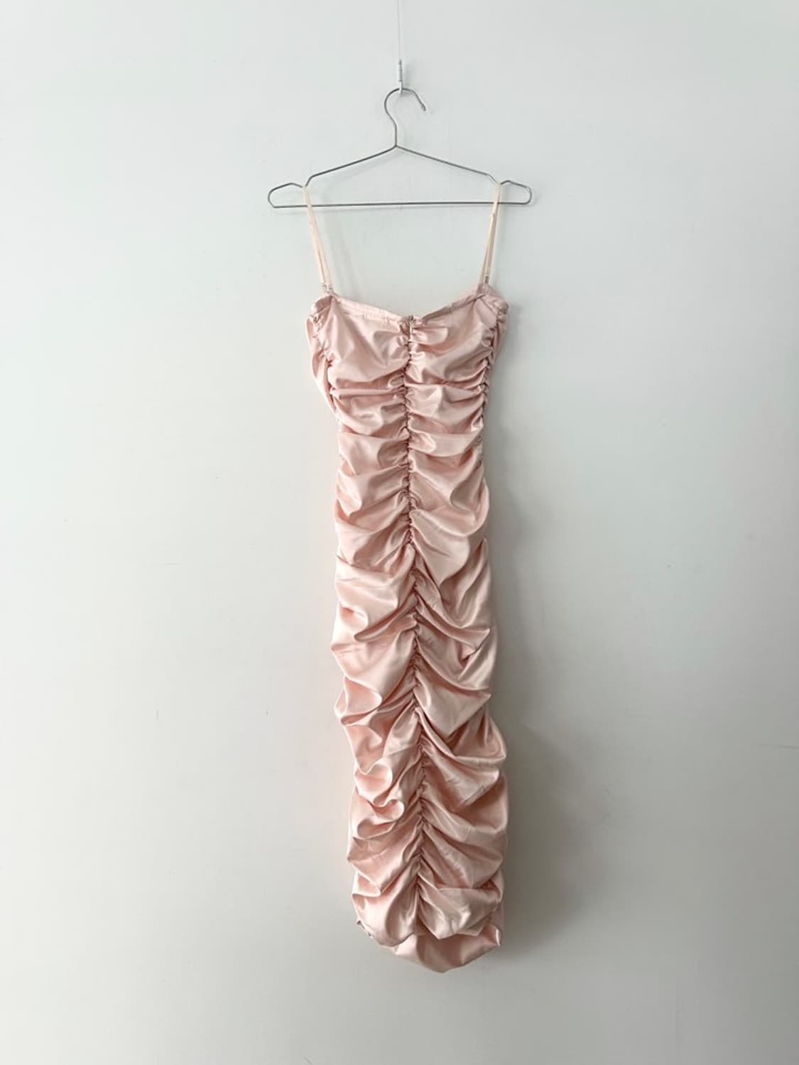 Glossy long shirring ops / baby pink 상품이미지4