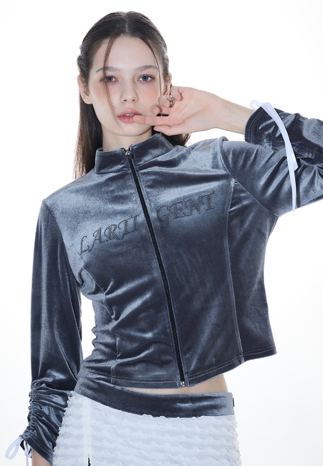 라티젠 L14 VELVET ZIP-UP(CHARCOAL) 벨벳집업 상품이미지1