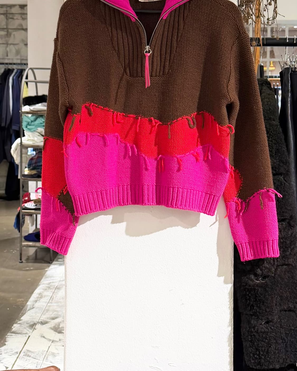 앤더슨 벨 브라운 스트라이프 울블랜드 마운틴 하프 집 스웨터 상품이미지5