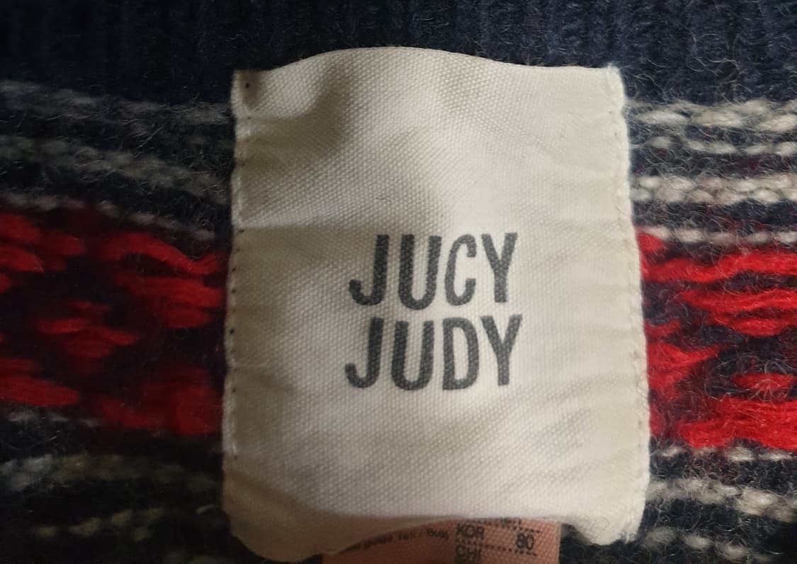 쥬시쥬디 라운드넥 자가드 울 니트 가디건 네이비 (2XS) 상품이미지3