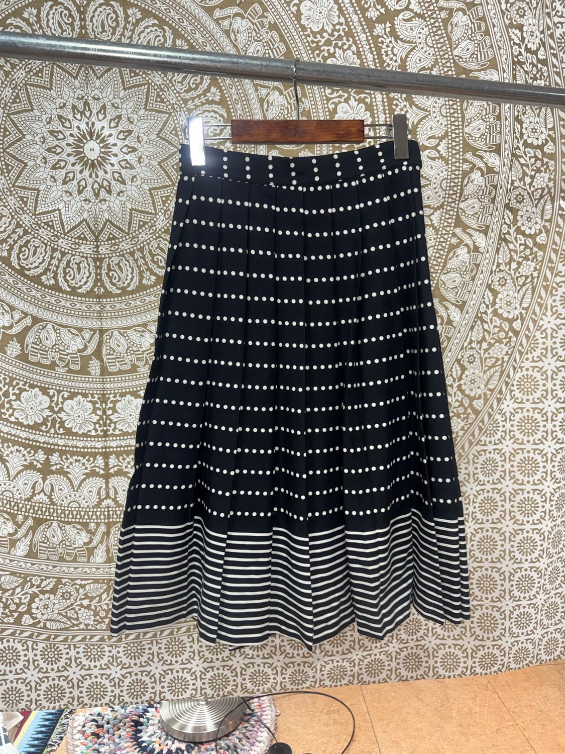 빈티지 여성 도트 스트라이프 미디스커트  상품이미지3