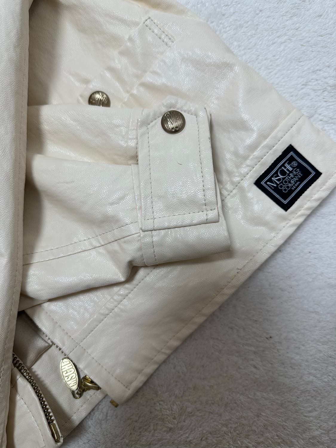 미스치프 레더자켓 크림 아이보리 상품이미지3