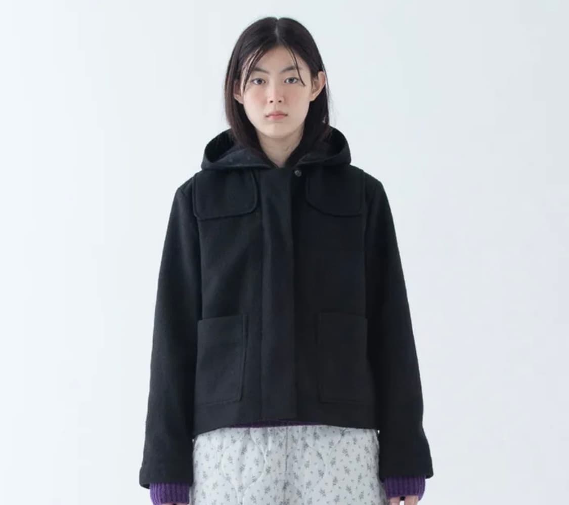 오헤시오 후디드 하프 코트 블랙 상품이미지2