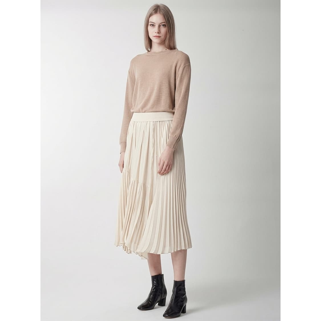 오브제 플리츠 언발 스커트 상품이미지1