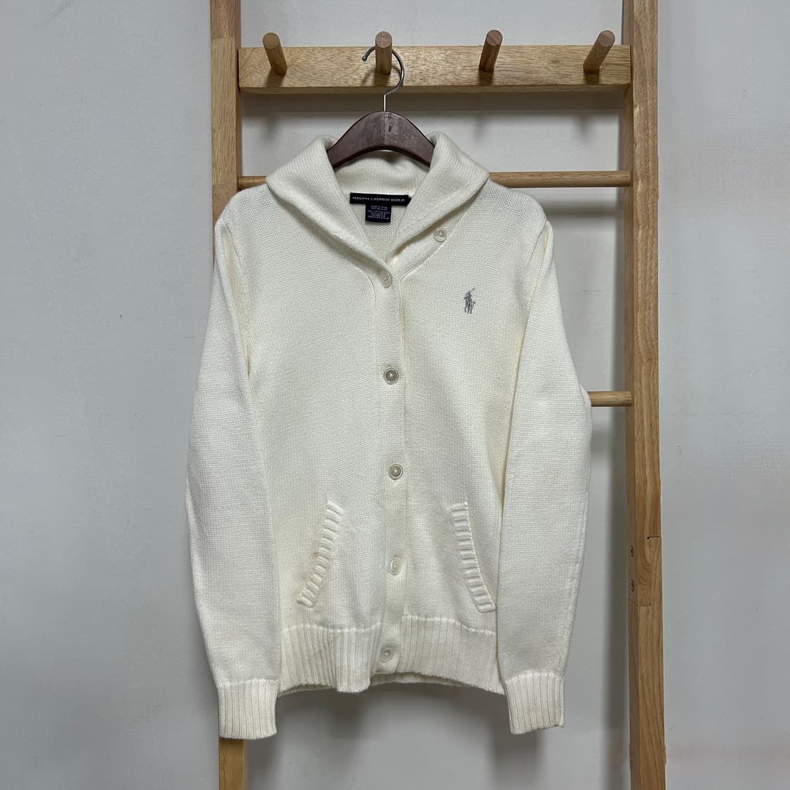 폴로 랄프로렌 포니로고 아이보리 숄카라 가디건 상품이미지2