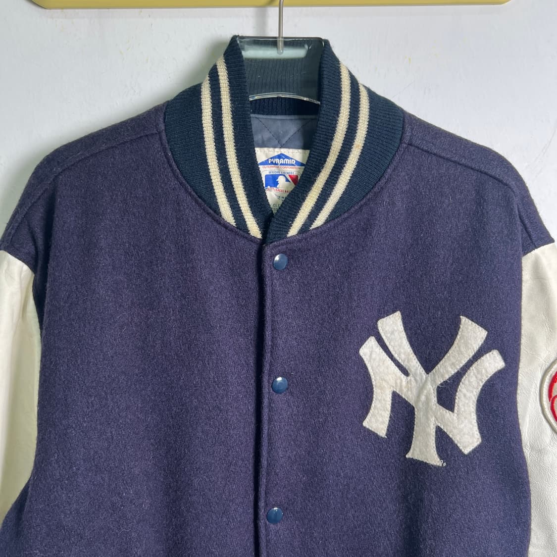 90's usa 오리지널 빈티지 MLB 양키스 바시티 자켓 M 상품이미지4