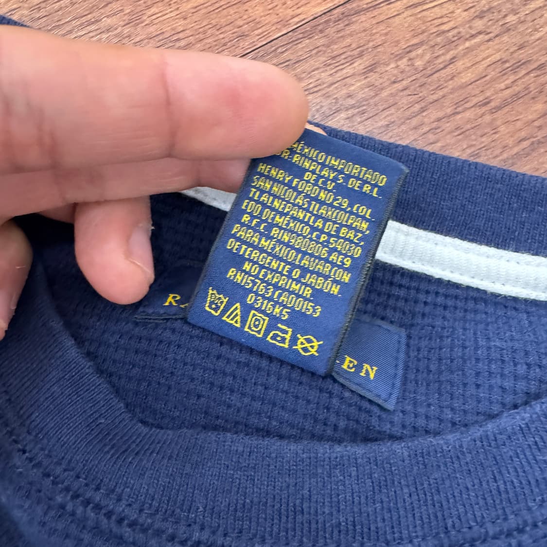 M(100) 폴로 랄프로렌 네이비 라운드 와플 티셔츠  상품이미지5