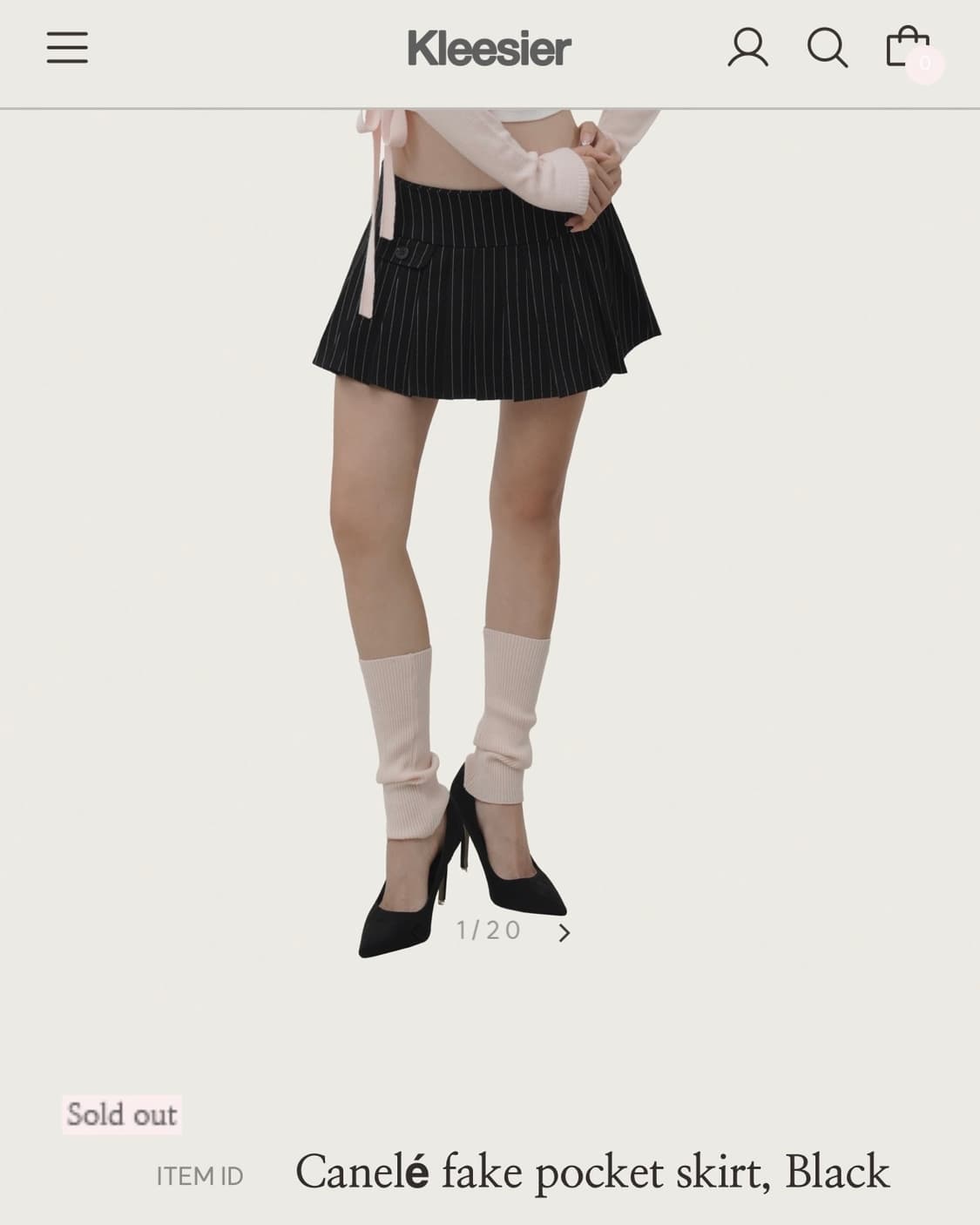 <구해요!> 클리시어 까눌레 카눌레 페이크 포켓 스커트, 블랙 M 상품이미지1