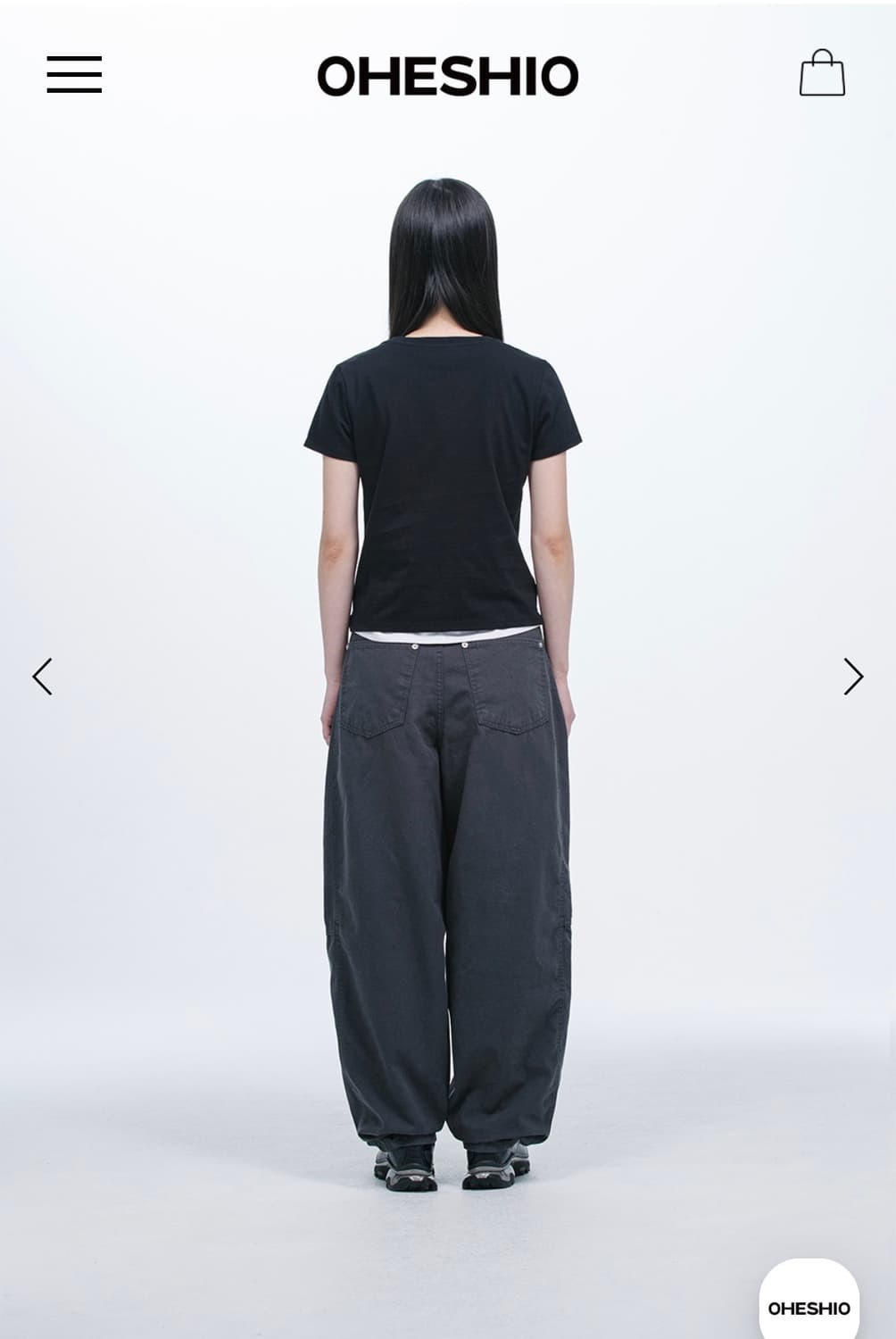 오헤시오 WIDE CURVED PANTS, CHARCOAL 상품이미지2
