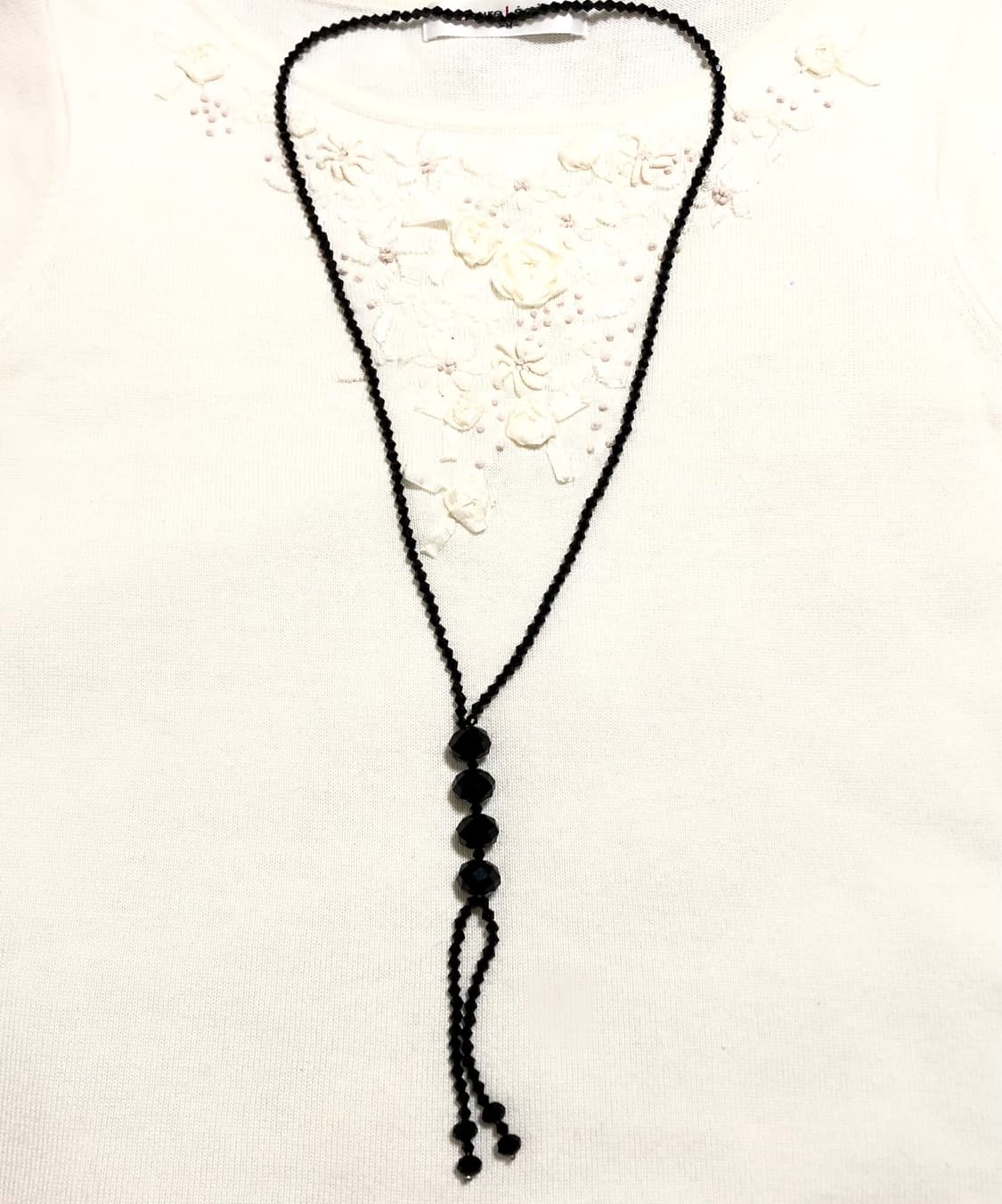 빈티지 오리엔탈 긱시크 와투케 페어리 갸루 펑크 블랙 비즈 롱목걸이 상품이미지1