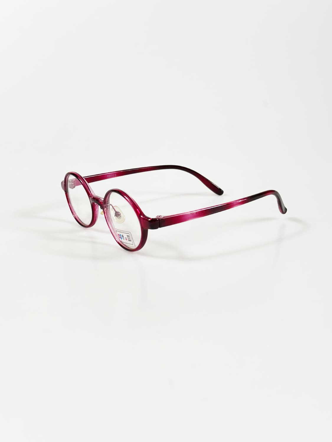 90s OPT II 버건데 뿔테 라운드 아세테이트 빈티지 안경 상품이미지3