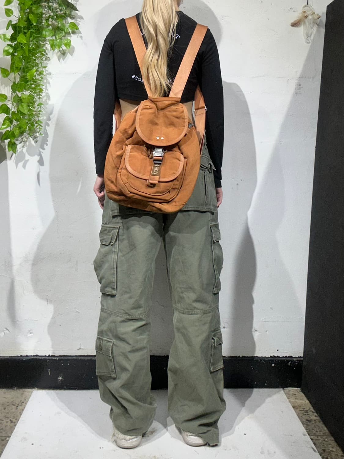 빈티지 Kamp 베이지 미니 y2k 키치 백팩 복조리 가방 상품이미지3