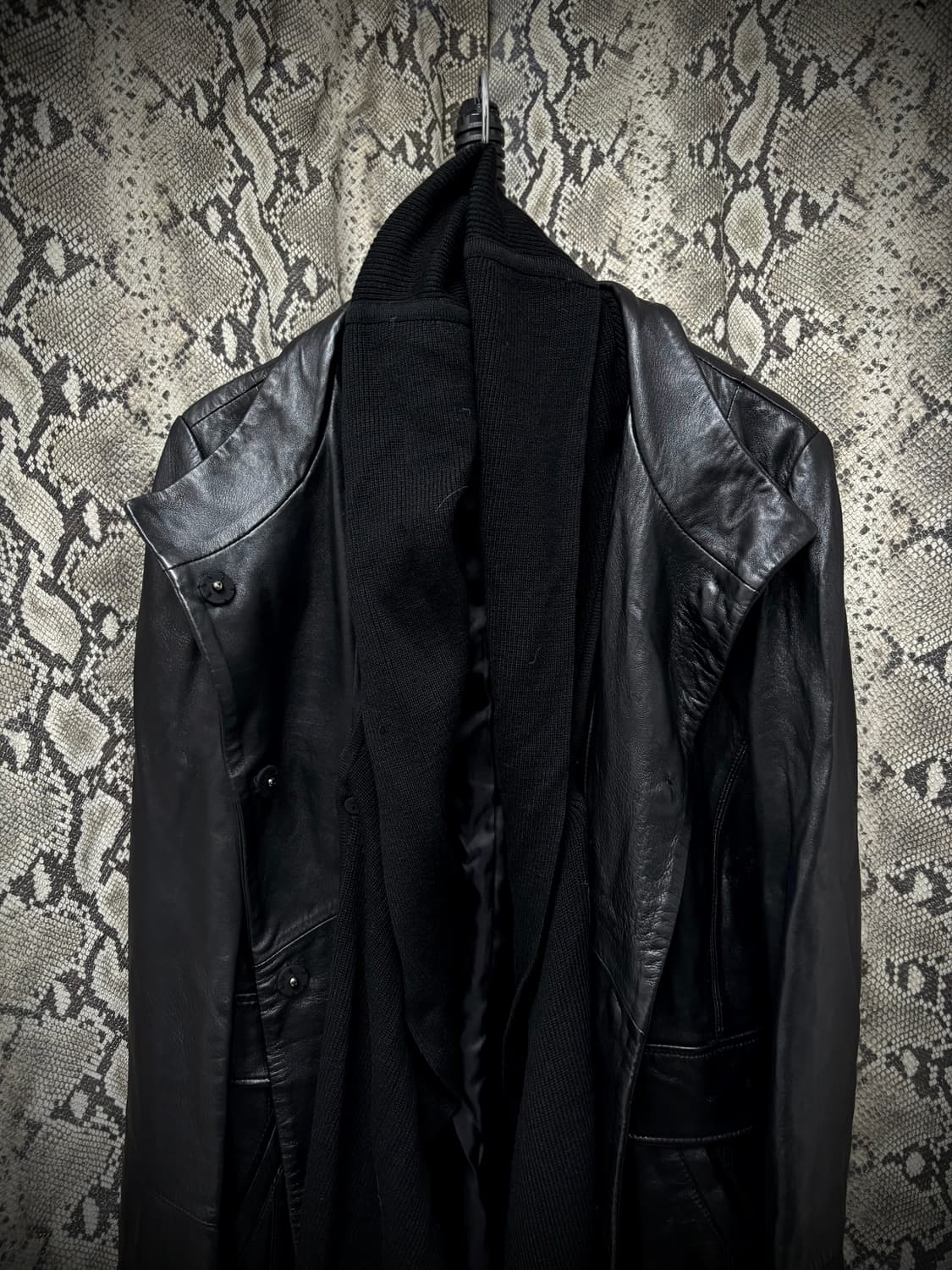 SheepSkin Scarf Layered Leather Long Jac 상품이미지8