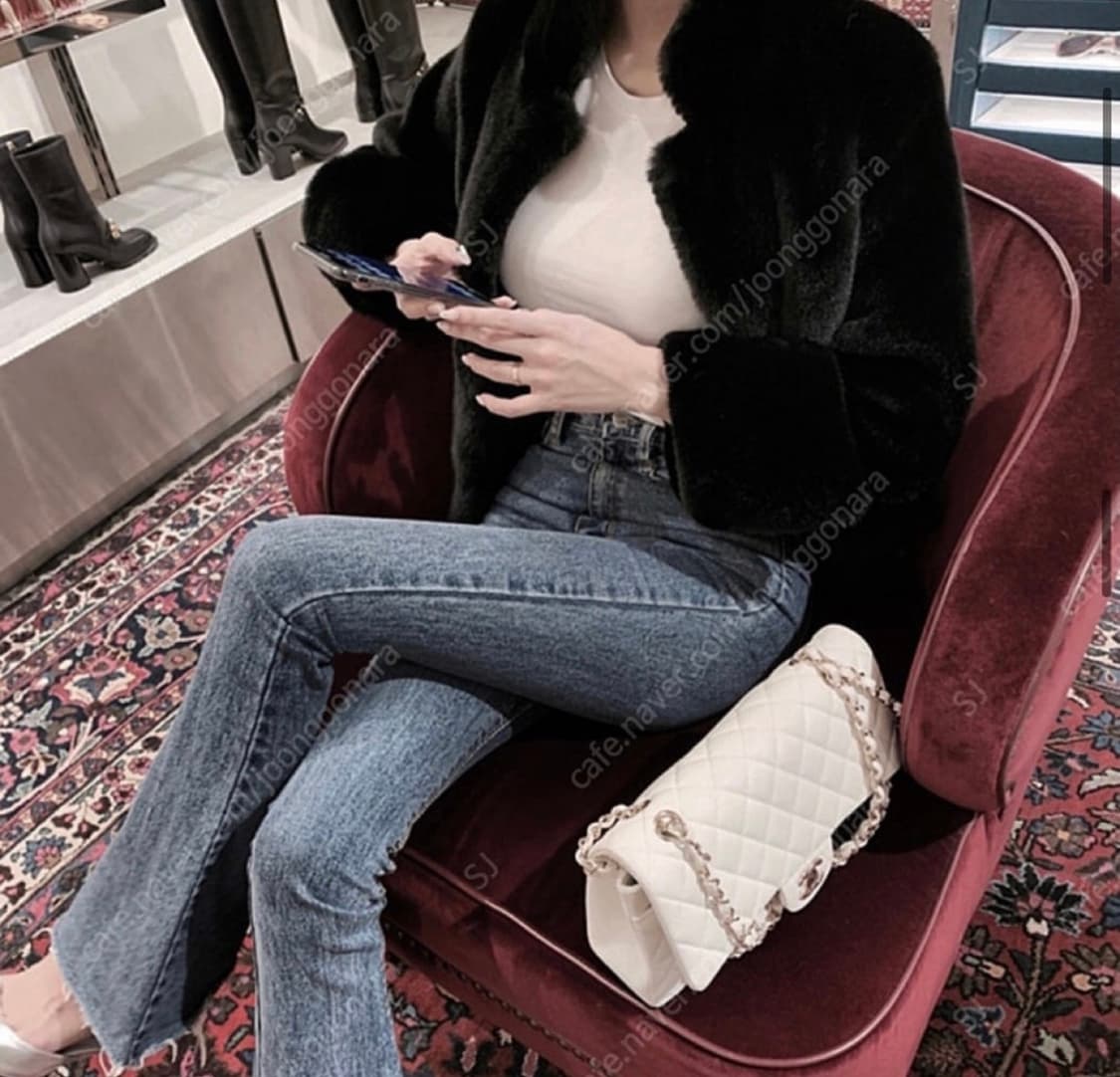 구즈 제작 페이크퍼 자켓 밍크 블랙 상품이미지1