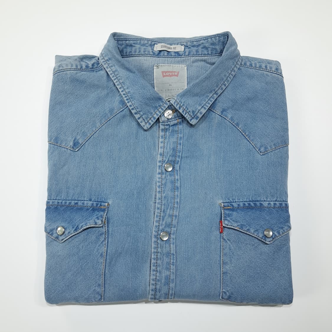 CL585 XL 리바이스 코튼 웨스턴 펄스냅 데님 셔츠 남방 상품이미지8