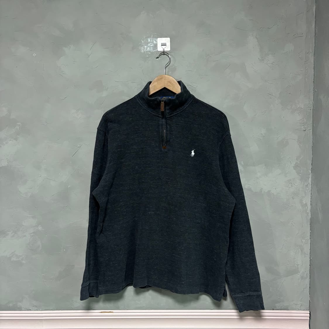 폴로 랄프로렌 니트 반집업 차콜 블랙 상품이미지1