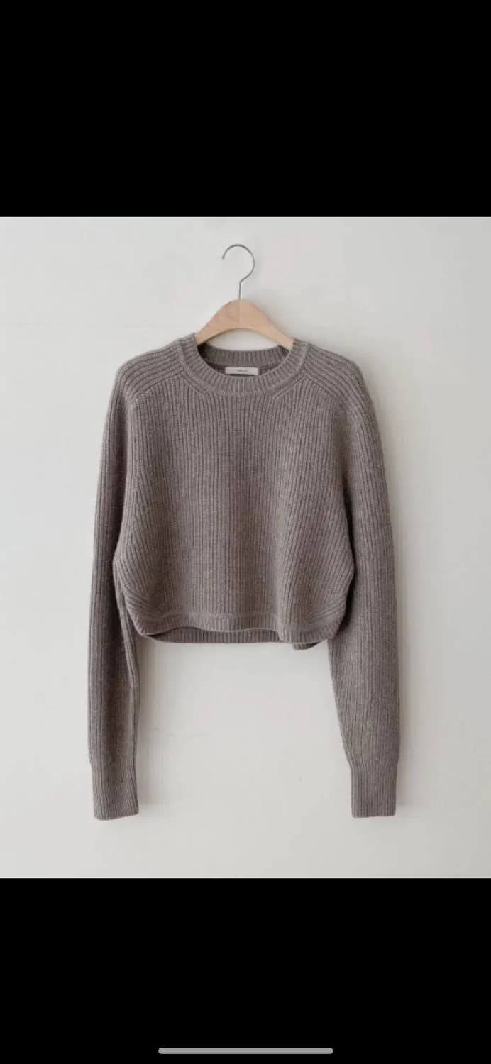 TABLE 라인 숏 니트 라이트브라운 상품이미지1