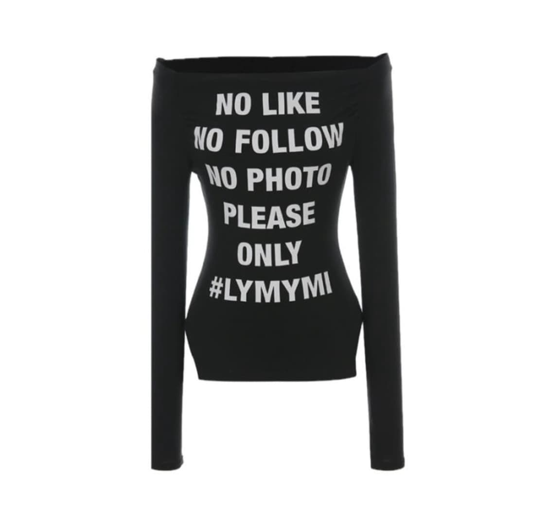 플리즈노팔로우 케이시 레터링 오프숄더 티 상품이미지1