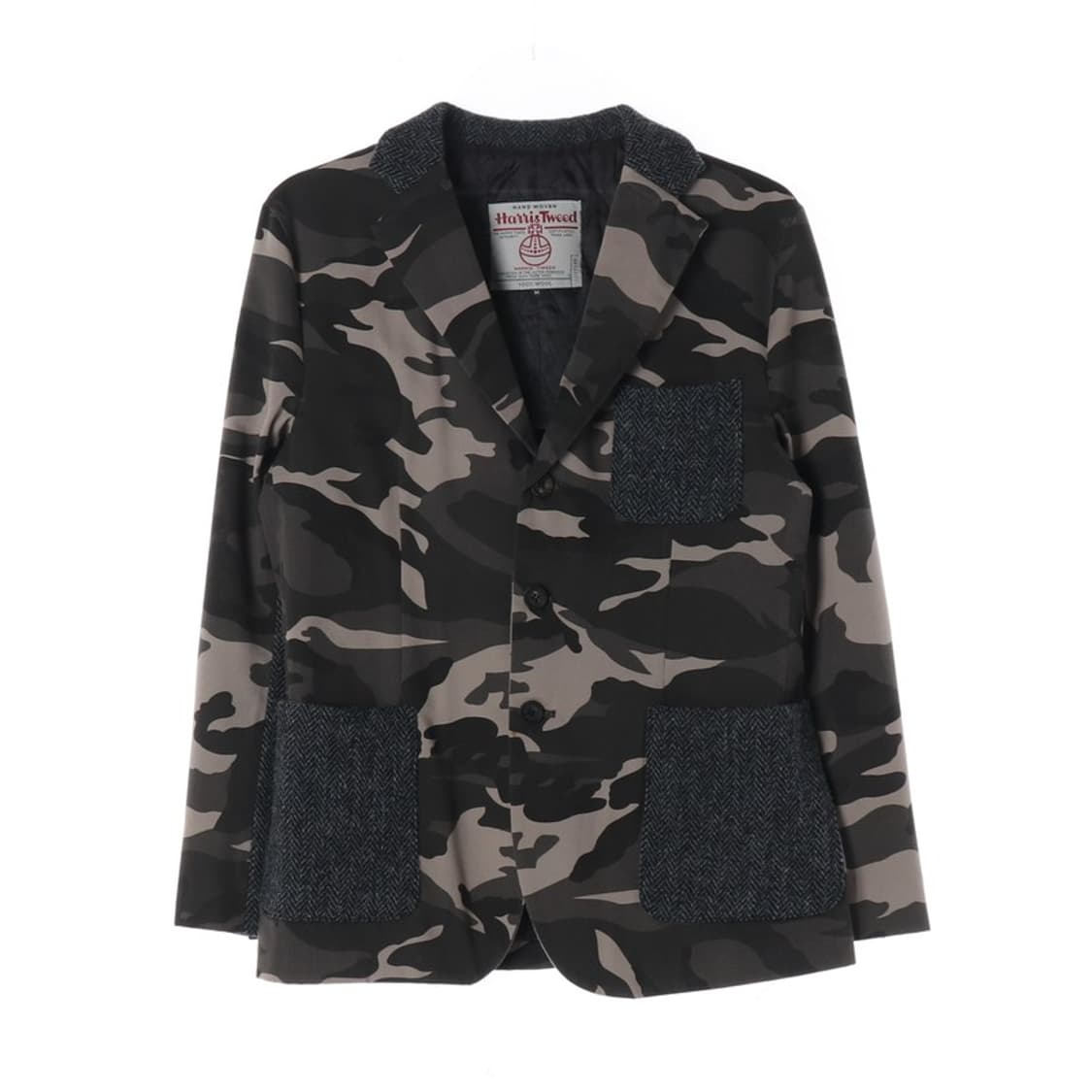 해리스 트위드 헤링본 패치워크 밀리터리 자켓 M 상품이미지1
