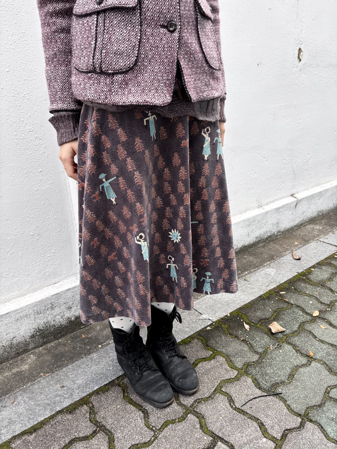 빈티지 패턴 미디스커트 상품이미지3