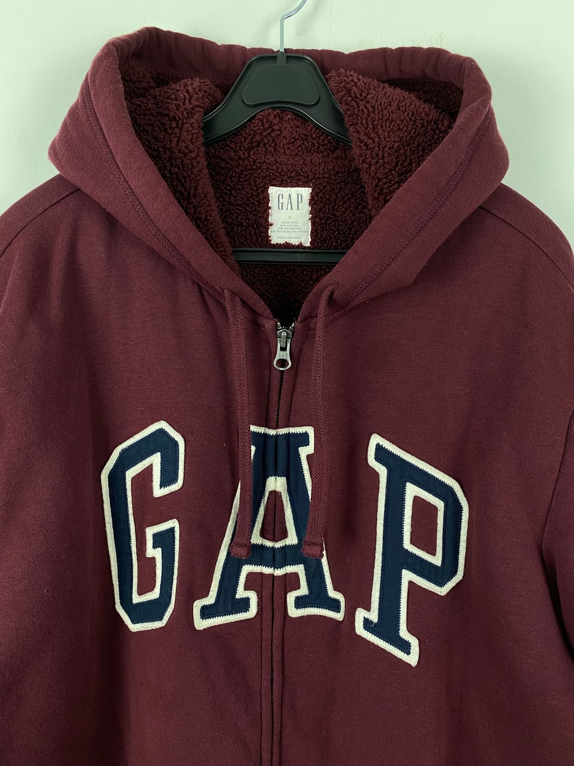 GAP 갭 버건디 보아털 쉐르피 후드집업 L 상품이미지2