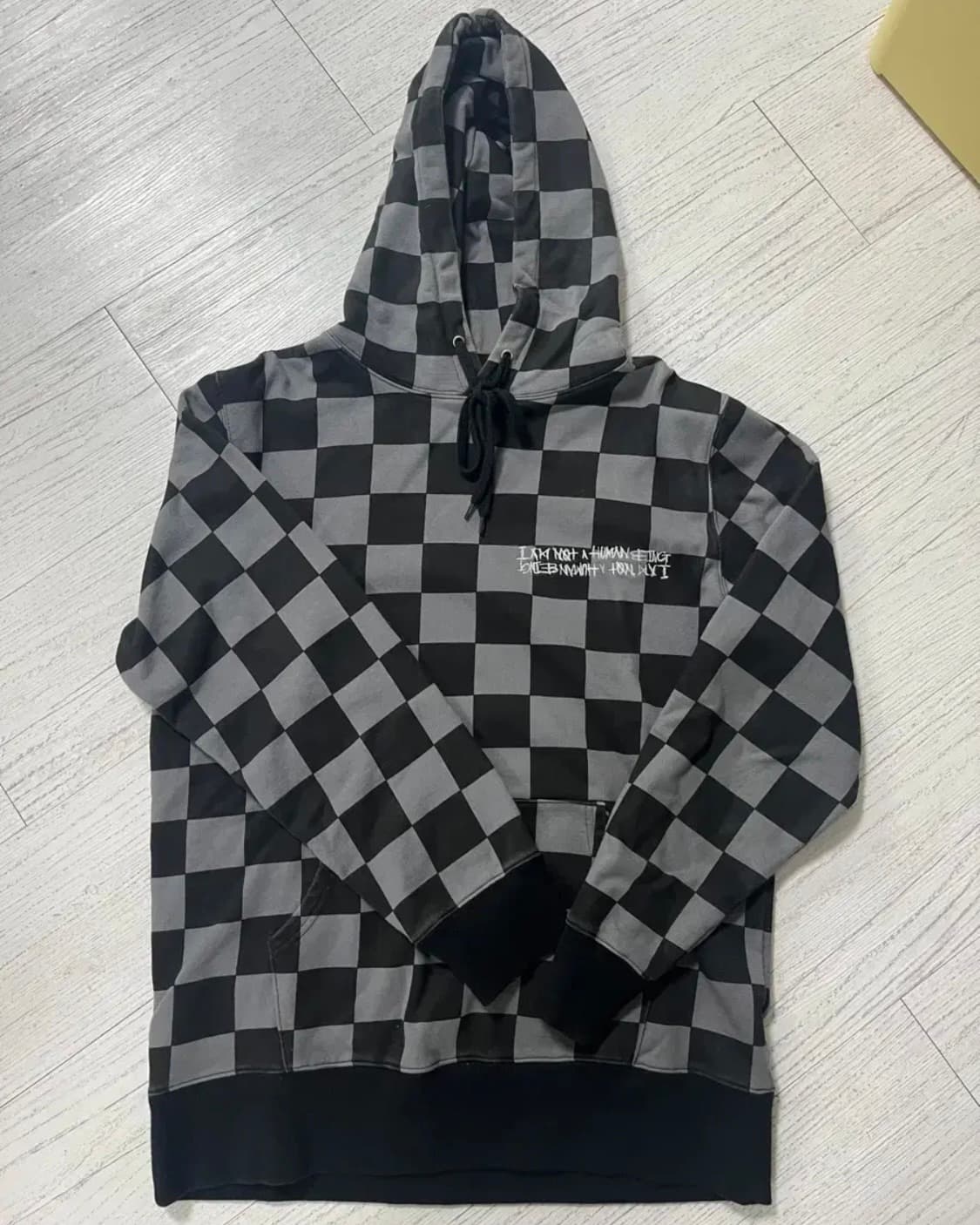 아이엠낫어휴먼비잉 체크 후드티 상품이미지1