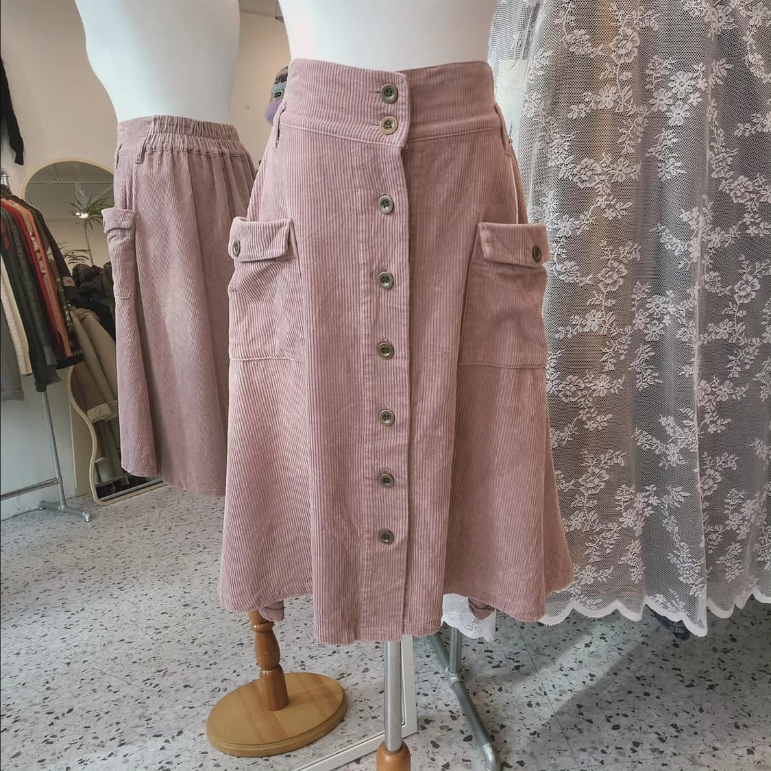 Olive des olive 코듀로이 핑크 밴딩스커트 상품이미지9