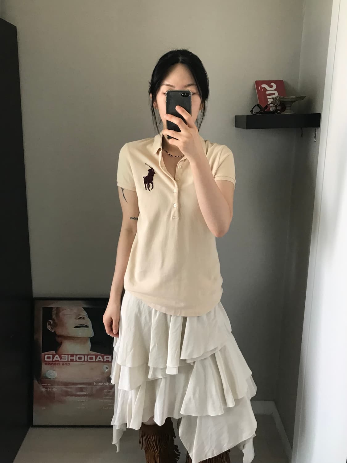 폴로 랄프로렌 빅포니 로고 스키니핏 베이지 카라티 상품이미지3