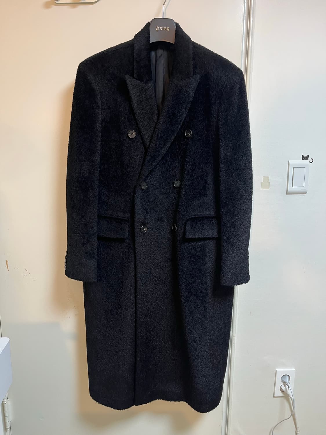 알렌느 수리알파카 더블 코트 / 블랙 100-105 상품이미지1