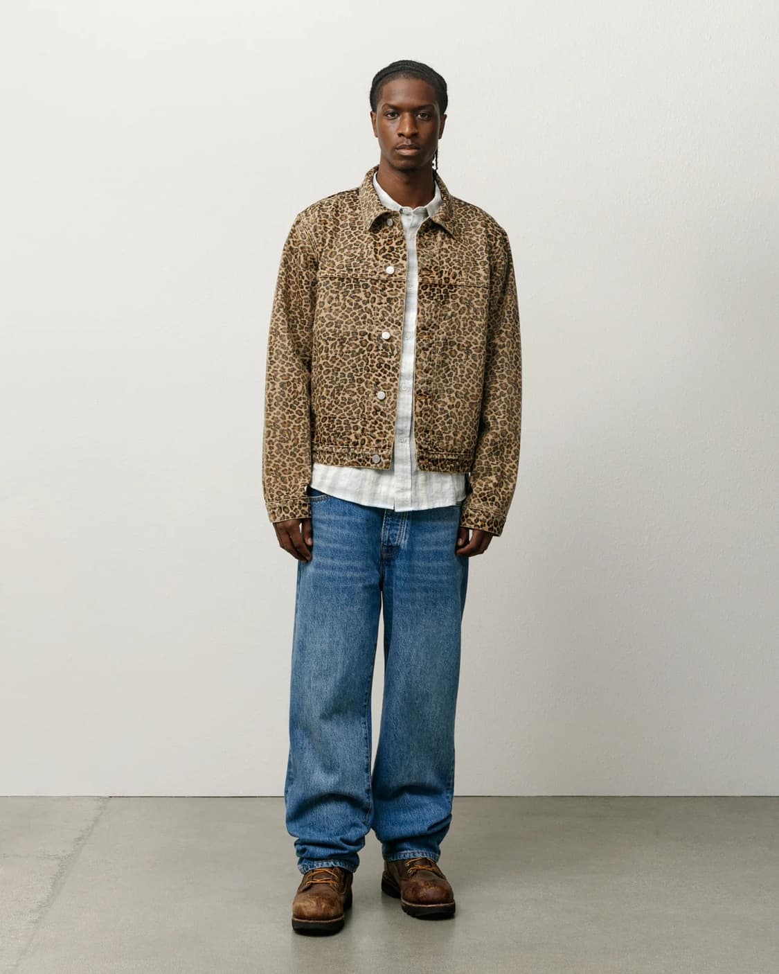 스투시 데님 트러커 자켓 레오파드 상품이미지2