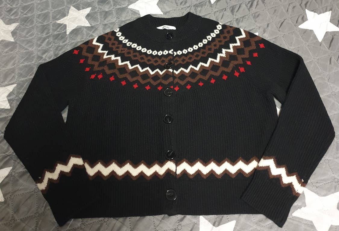 (안유진st) 르누이 램스울100% 자가드패턴 브리티시 가디건 (F) 상품이미지4