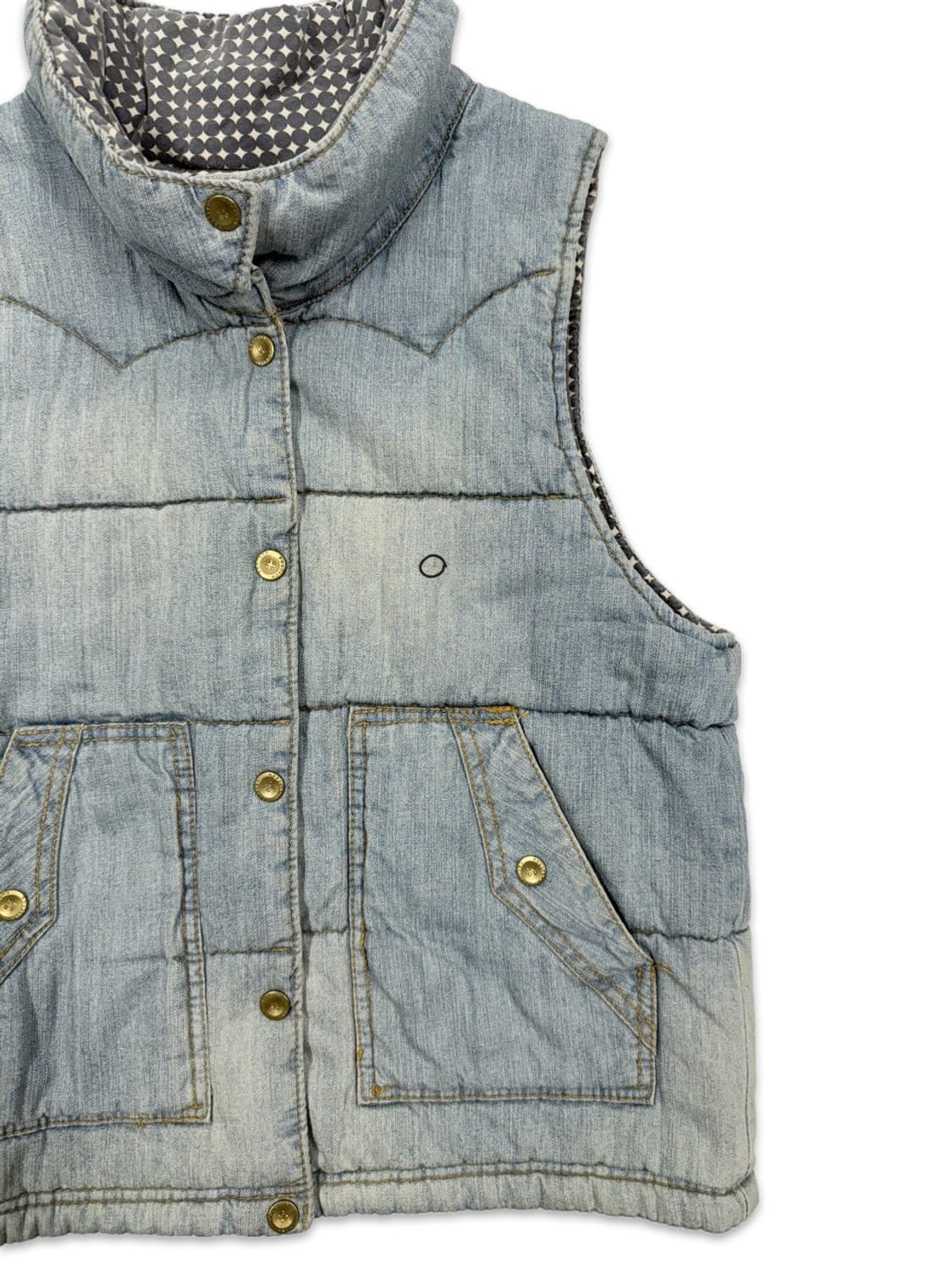 빈티지 데님 하이넥 패딩 베스트 상품이미지2