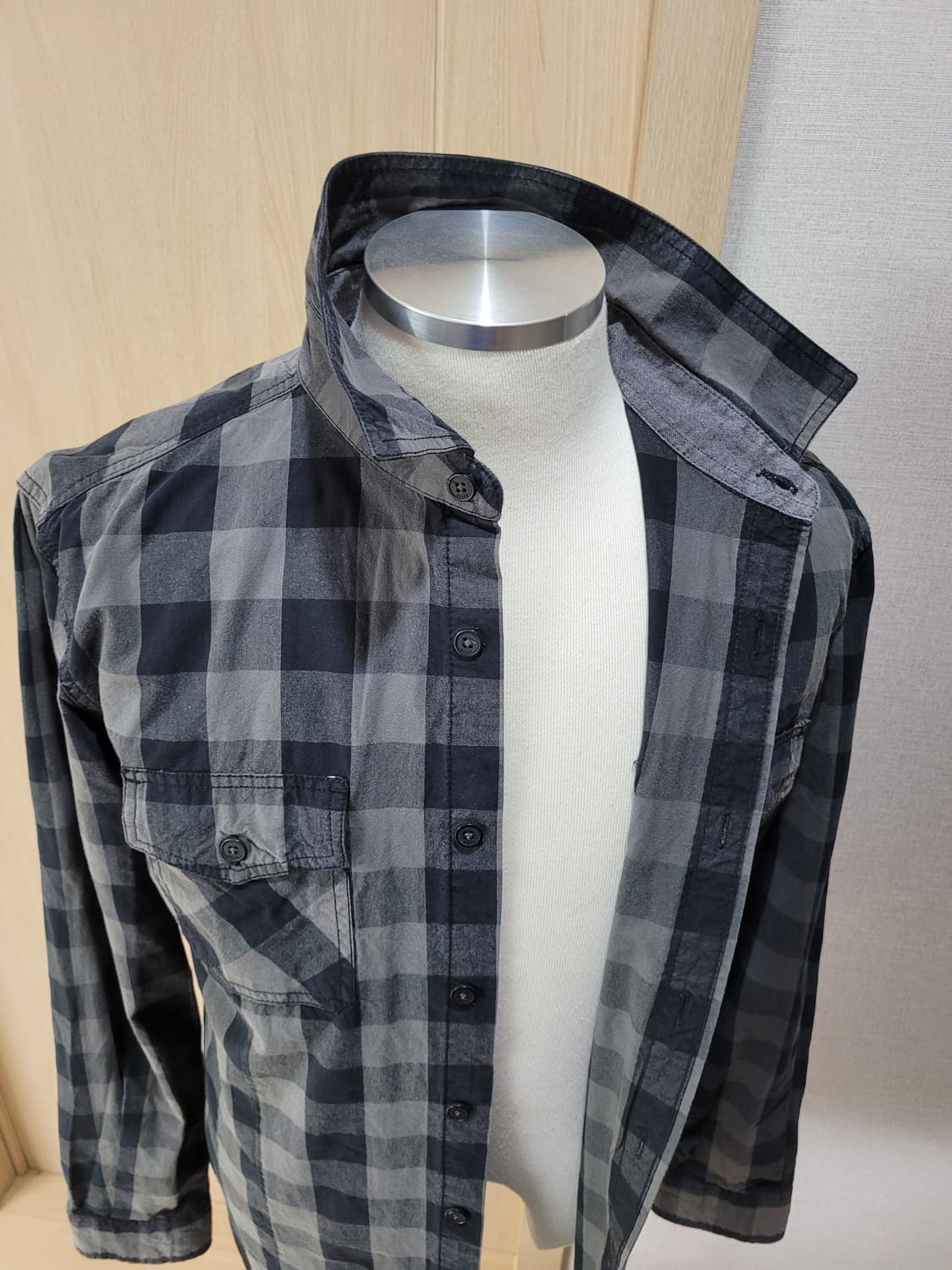 스텝 STAFF 남자 체크셔츠 100 다크그레이 상품이미지6