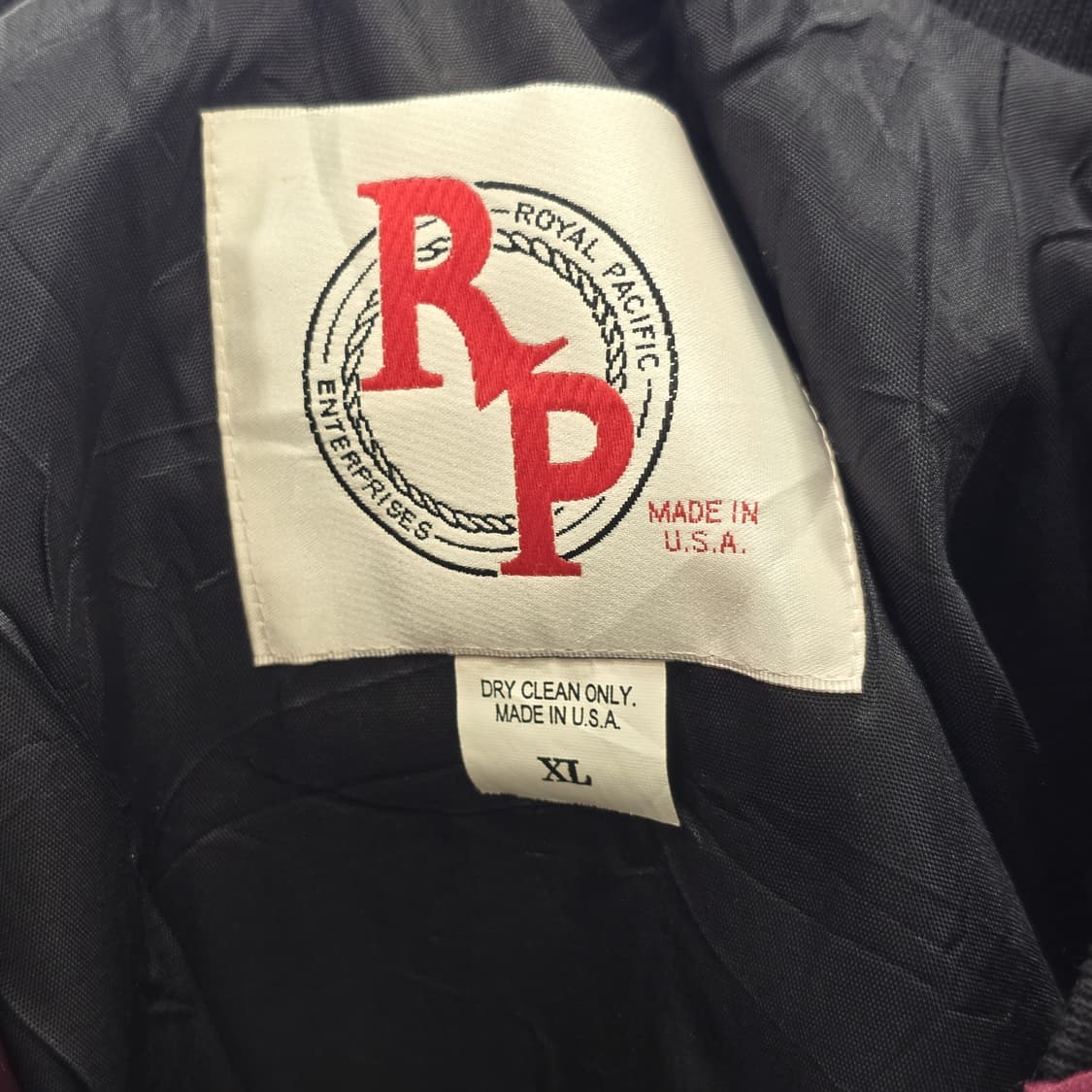 ROYAL PACIFIC 새틴 바시티 재킷 버건디 사틴 자켓 XL 상품이미지3