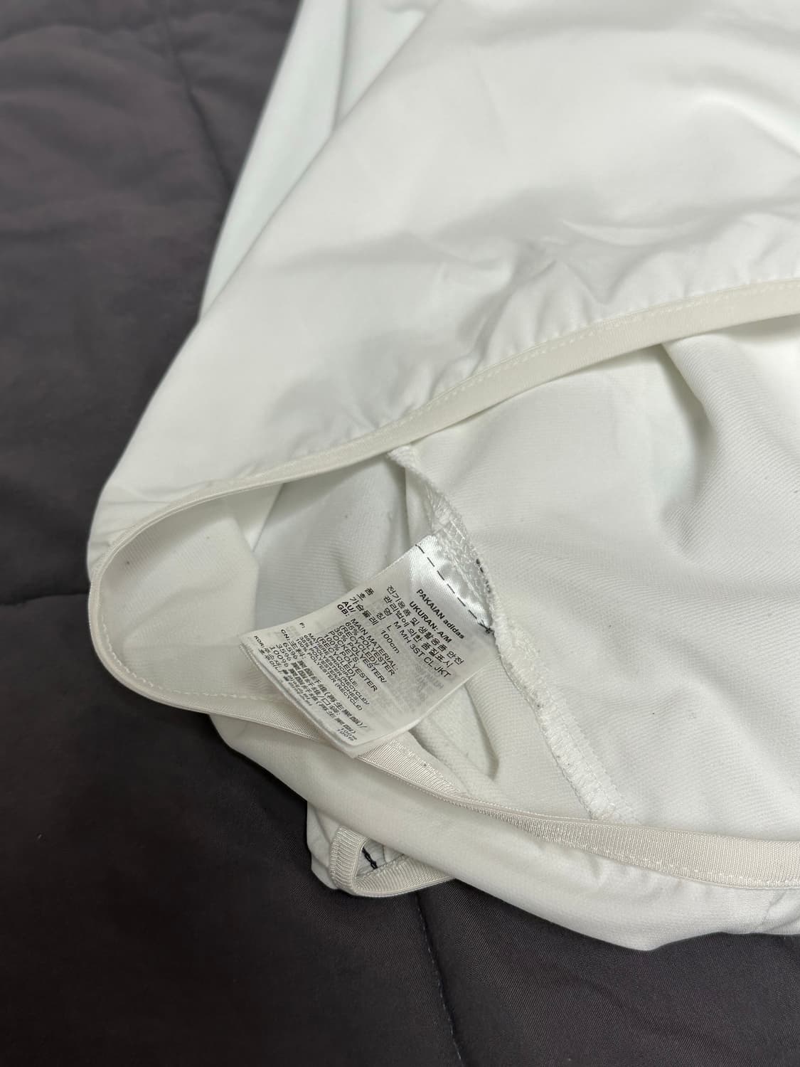 아디다스 화이트 삼선 져지 바람막이 라지   상품이미지5