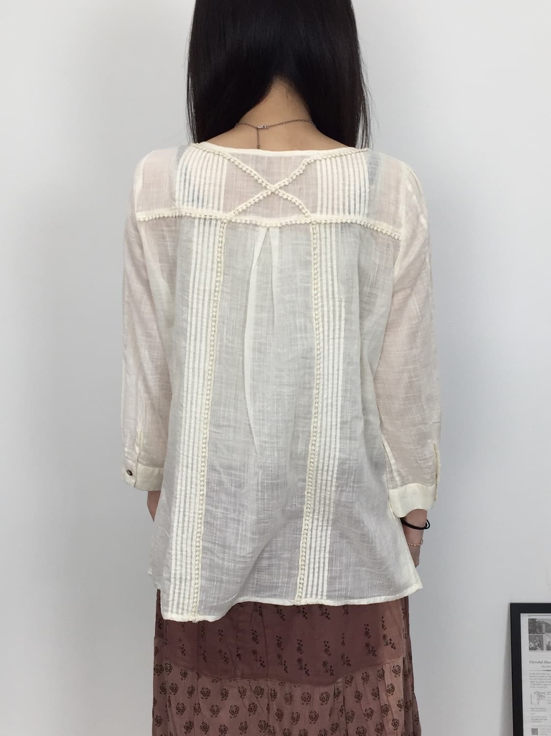 Vintage Romantic Lace-Trimmed Gauze Top 상품이미지3