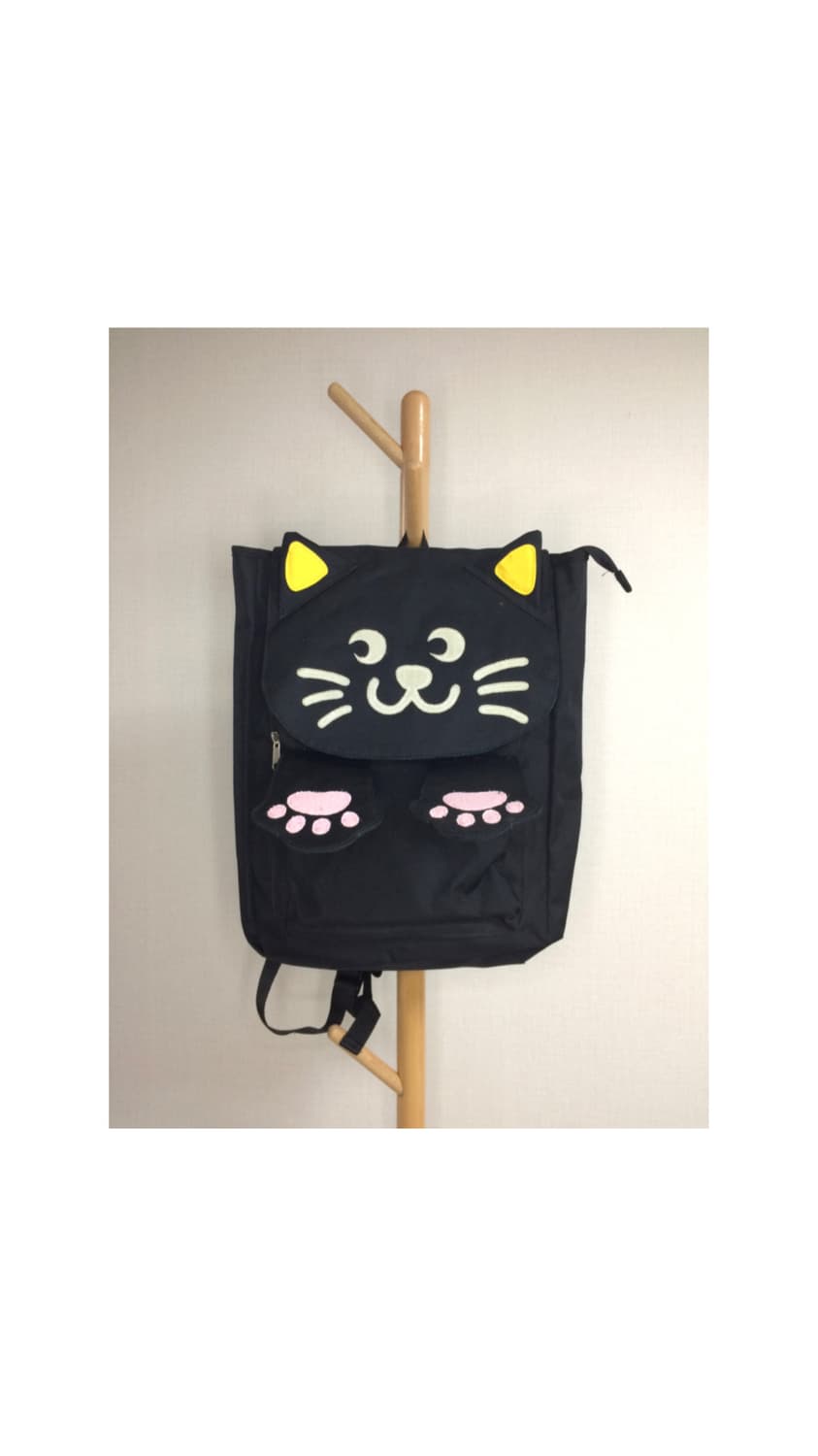 빈티지 블랙 네코 고양이 페이스 백팩 상품이미지1