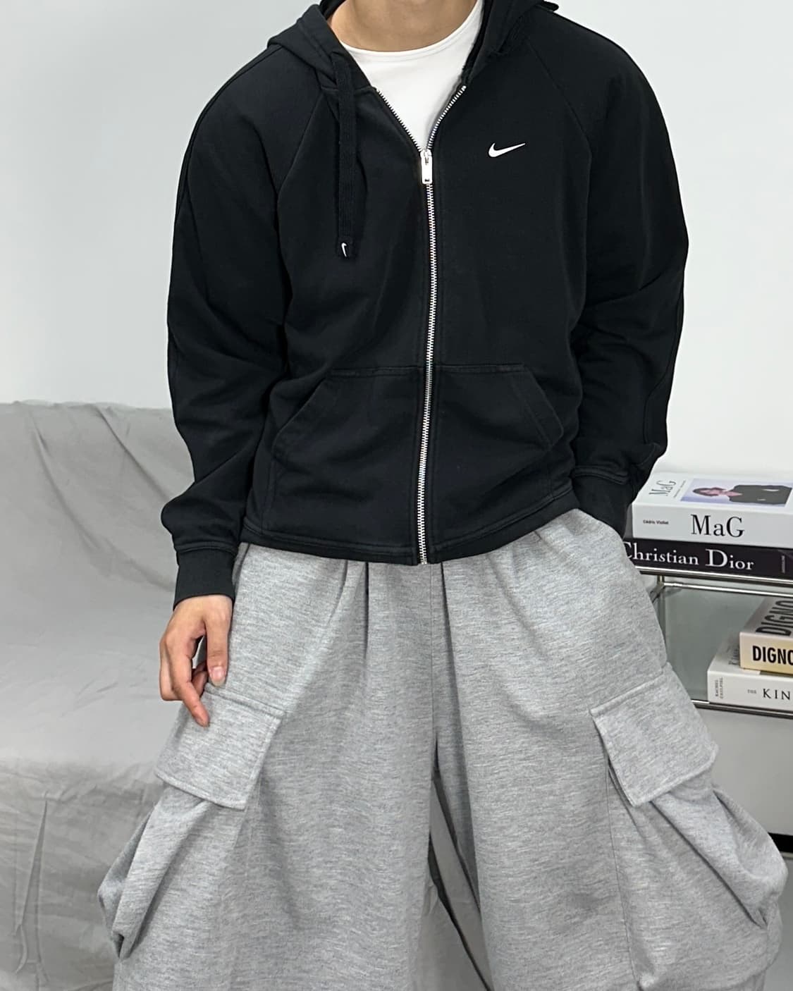 나이키 사이드슬릿 로고 블랙 후드집업 L 상품이미지2