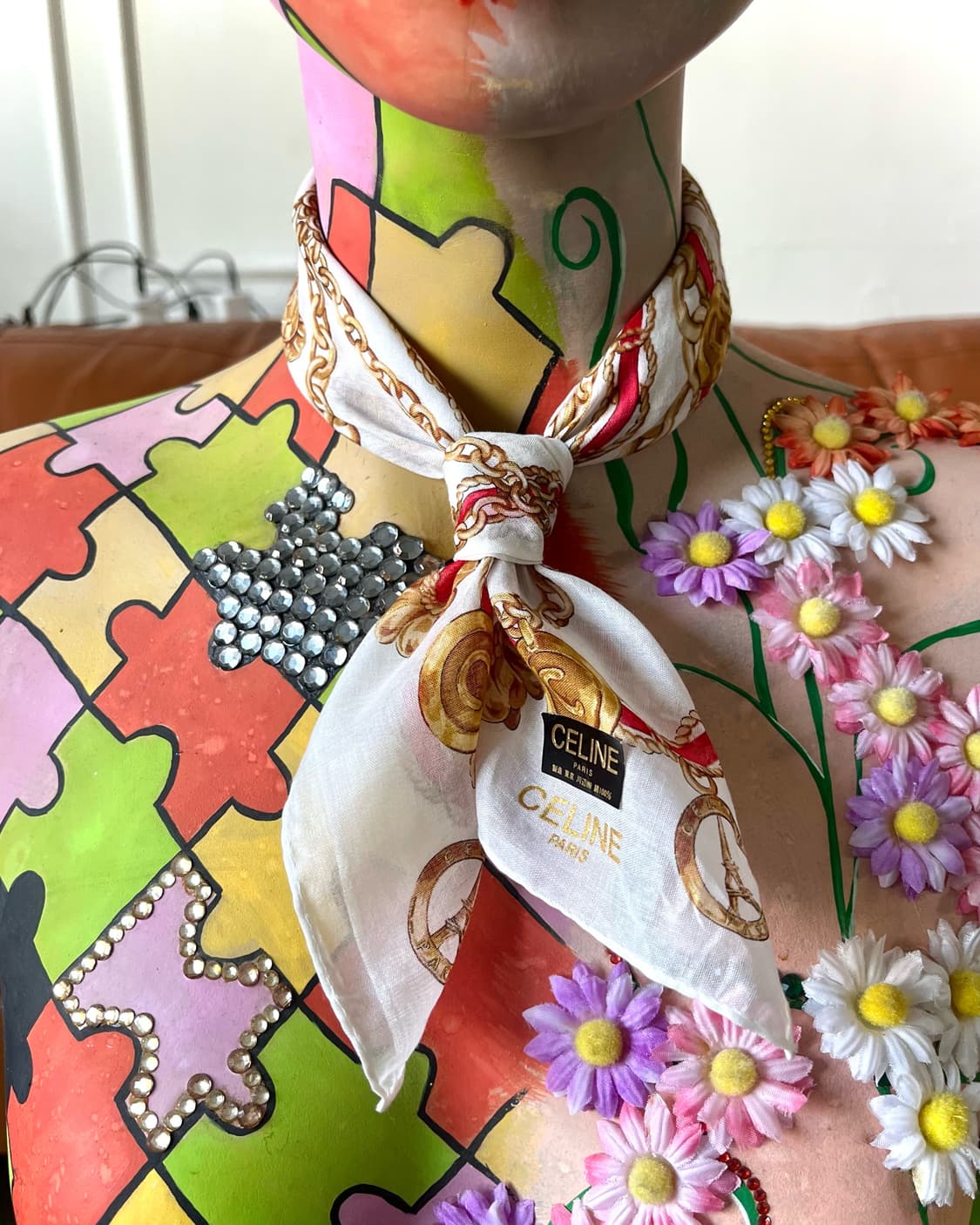 1980-90s Old CELINE Paris Bandana Scarf 상품이미지3