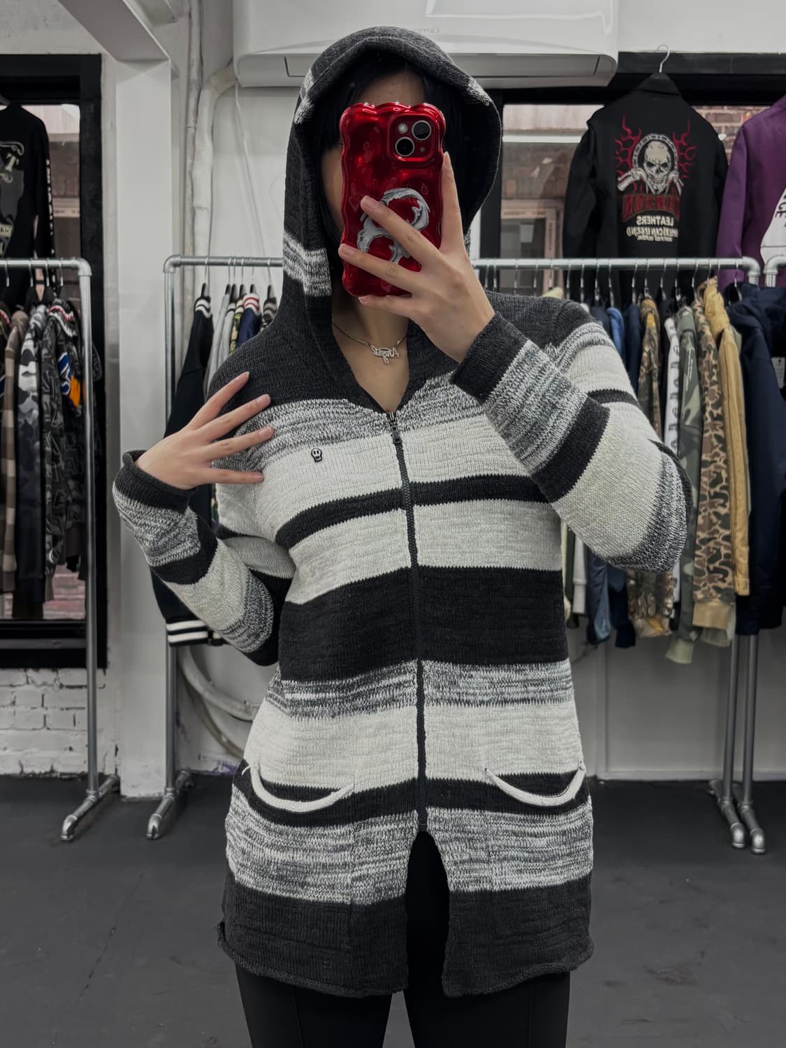 히스테릭 글래머 스컬 니트 후드집업 상품이미지4